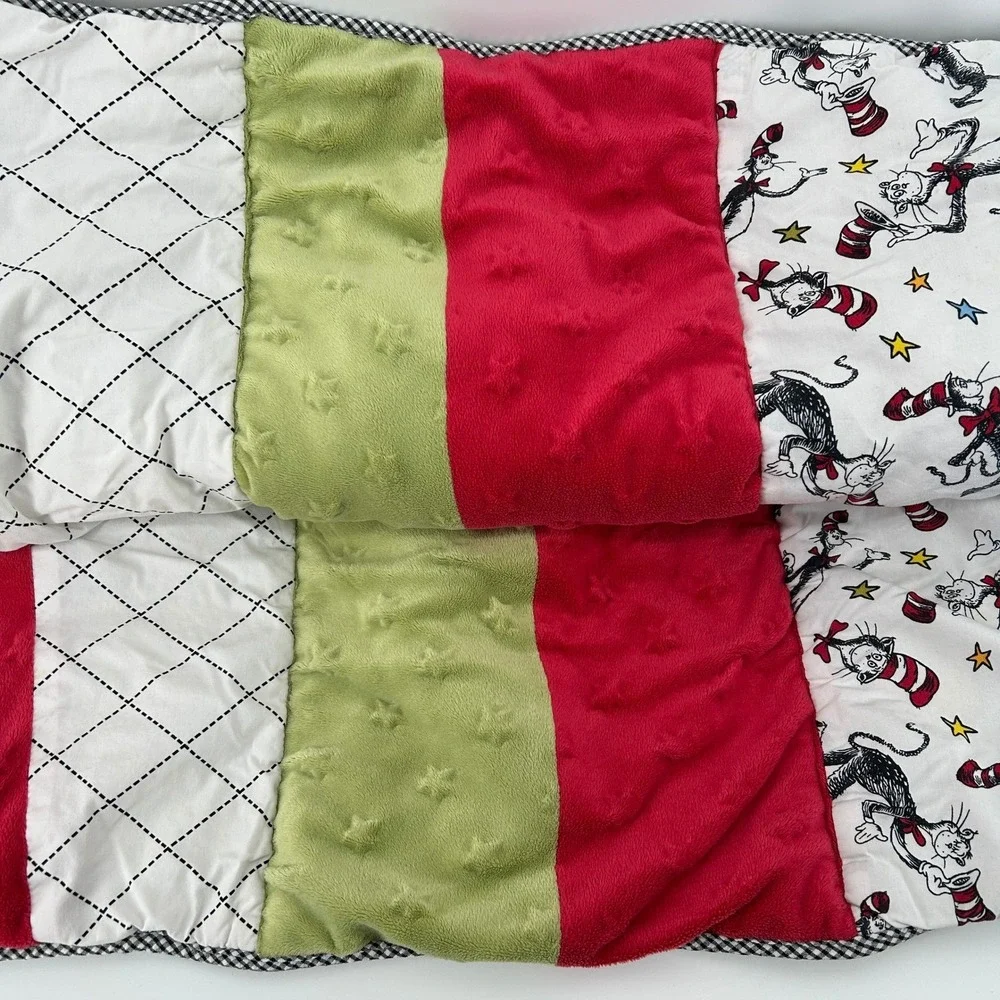 Dr Seuss Trend Lab Cat in the Hat Quilted Reversible Baby Crib Blanket Toddler